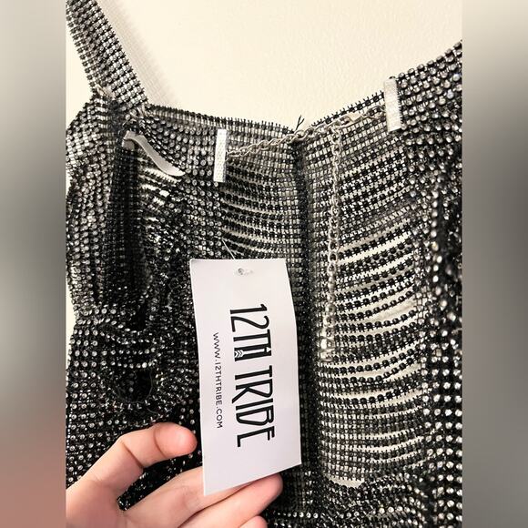 12th tribe NWT DIVA BLACK RHINESTONE DRESS eras tour crystal embellished - Picture 8 of 11